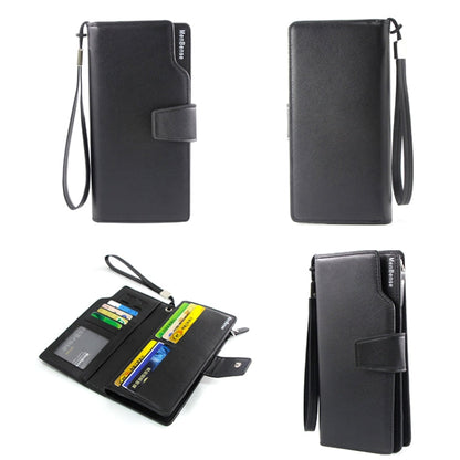 Menbense Fashion Business Simple Handbag PU Large Capacity Male Wallet(Black)