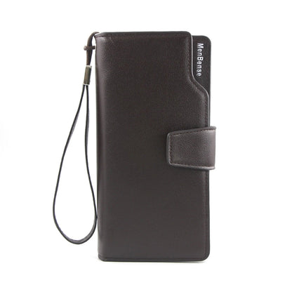 Menbense Fashion Business Simple Handbag PU Large Capacity Male Wallet(Dark Brown)