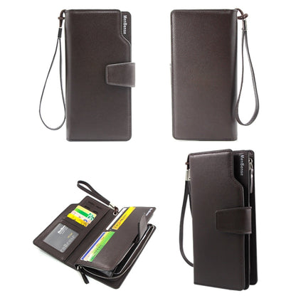 Menbense Fashion Business Simple Handbag PU Large Capacity Male Wallet(Dark Brown)
