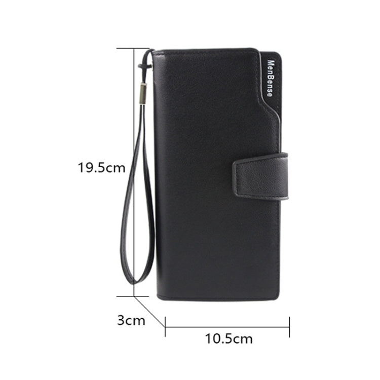 Menbense Fashion Business Simple Handbag PU Large Capacity Male Wallet(Black)