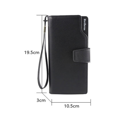 Menbense Fashion Business Simple Handbag PU Large Capacity Male Wallet(Black)