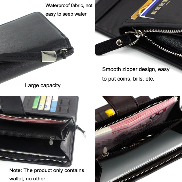 Menbense Fashion Business Simple Handbag PU Large Capacity Male Wallet(Black)