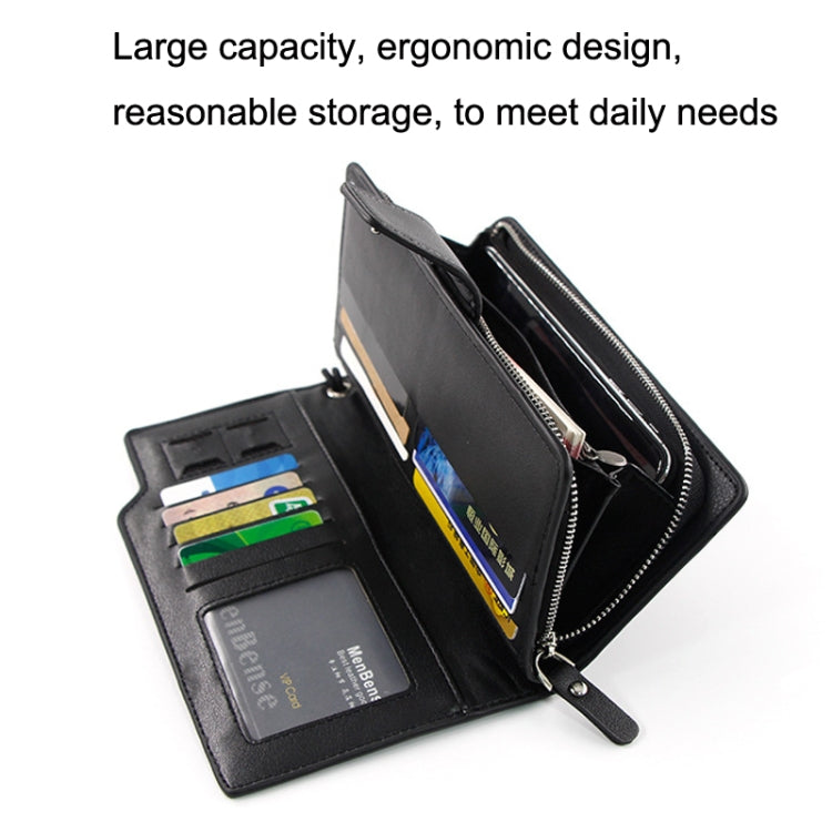 Menbense Fashion Business Simple Handbag PU Large Capacity Male Wallet(Dark Brown)
