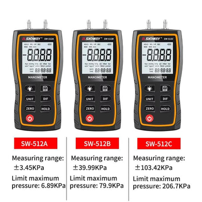 SNDWAY SW-512A Digital Handheld Differential Pressure Gauge Negative Pressure Tester