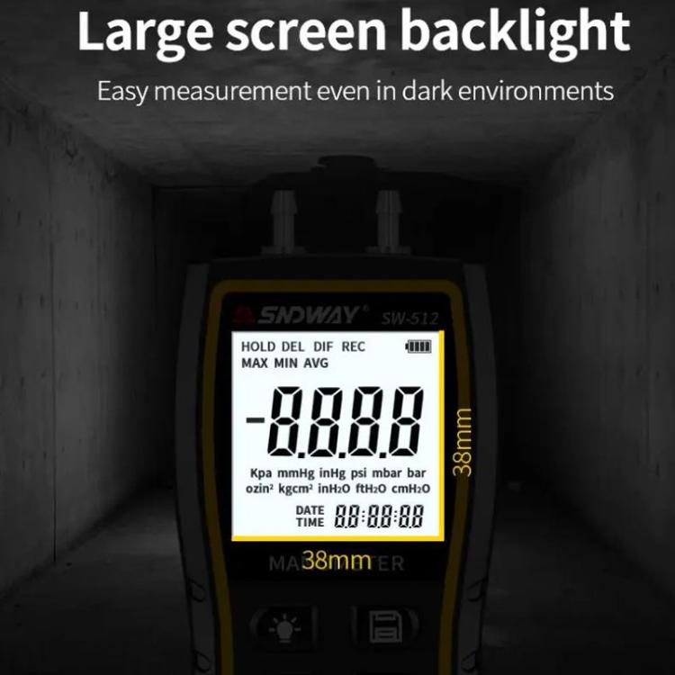 SNDWAY SW-512A Digital Handheld Differential Pressure Gauge Negative Pressure Tester