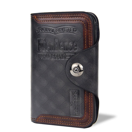 Portefeuille Homme Pliant Menbense en Cuir Synthétique avec Fermoir Magnétique Grande Capacité (Noir)