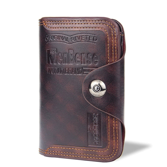 Portefeuille homme 3 volets grande capacité à boucle magnétique Menbense, mode et loisirs (marron foncé)