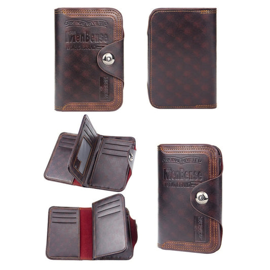 Portefeuille homme 3 volets grande capacité à boucle magnétique Menbense, mode et loisirs (marron foncé)