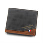 Menbense Hot Stamping Hinge Short Matte Multi-Card Large Capacity Male Wallet(D3301-4 Black)