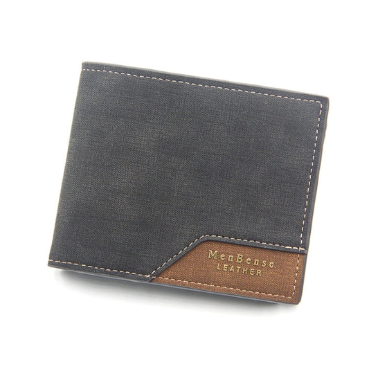 Menbense Hot Stamping Hinge Short Matte Multi-Card Large Capacity Male Wallet(D3301-5 Black)
