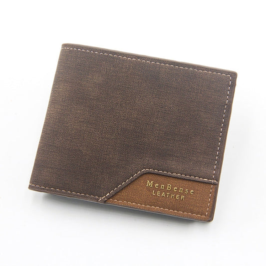 Portefeuille homme Menbense D3301-5 en cuir mat marron foncé, grande capacité, avec charnière estampée à chaud et multiples fentes pour cartes.