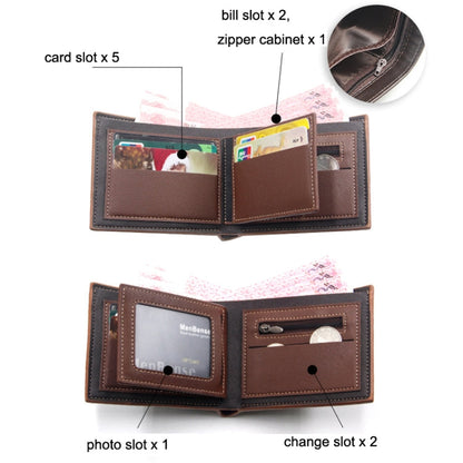 Menbense Hot Stamping Hinge Short Matte Multi-Card Large Capacity Male Wallet(D3301-5 Dark Brown)