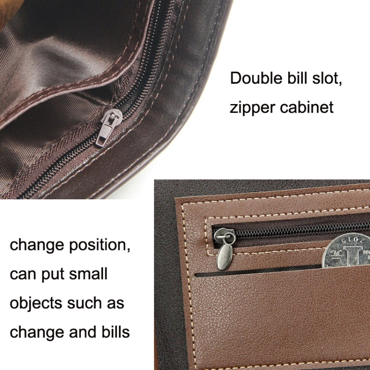 Menbense Hot Stamping Hinge Short Matte Multi-Card Large Capacity Male Wallet(D3301-5 Black)