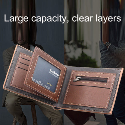 Menbense Hot Stamping Hinge Short Matte Multi-Card Large Capacity Male Wallet(D3301-5 Dark Brown)