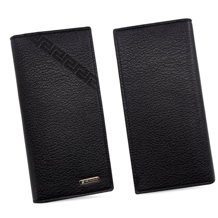 MenBense Long Fashion Embossed Magnetic Buckle Multi-Card Slot Men Wallet(Black)