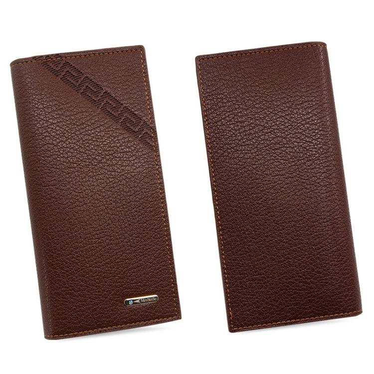 MenBense Longue Mode Gravée Boucle Magnétique Multi-fentes Portefeuille Homme (Marron clair)