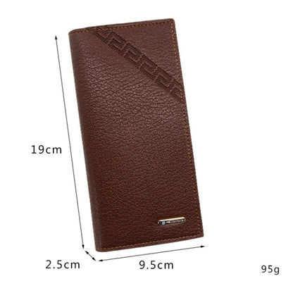 MenBense Longue Mode Gravée Boucle Magnétique Multi-fentes Portefeuille Homme (Marron clair)