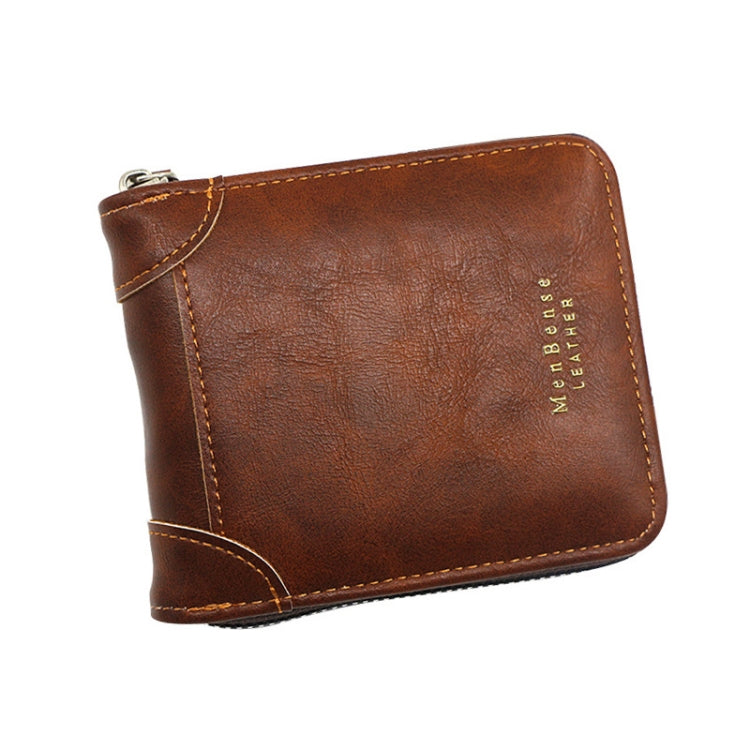 Menbense Casual Fashion Large Capacity Multi-Card Retro Zipper Wallet(Dark Brown)