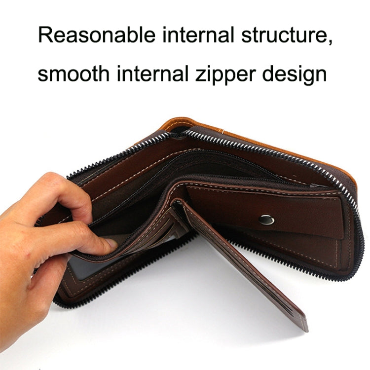 Menbense Portefeuille Rétro Zippé Grande Capacité Multi-Cartes Style Décontracté (Noir)