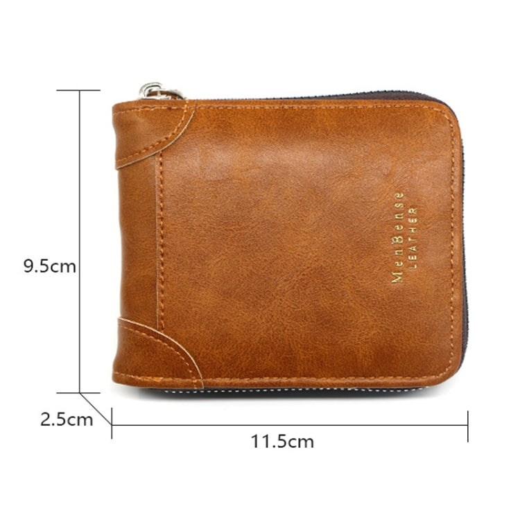 Menbense – Portefeuille rétro zippé grande capacité multi-cartes à la mode (marron clair)