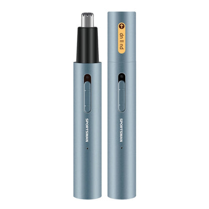 Appareil Rechargeable SPORTSMAN pour Poils de Nez, Corps en Tube Métallique en Aluminium, Style : Favoris 2 en 1 (Bleu Clair)