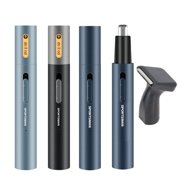 Appareil Rechargeable SPORTSMAN pour Poils de Nez, Corps en Tube Métallique en Aluminium, Style : Favoris 2 en 1 (Bleu Clair)