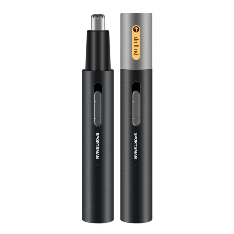 SPORTSMAN Metal Aluminum Tube Body Rechargeable Nose Hair Device, Style: Eyebrow 2 In 1(Black)