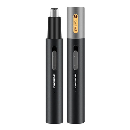 SPORTSMAN Metal Aluminum Tube Body Rechargeable Nose Hair Device, Style: Eyebrow 2 In 1(Black)