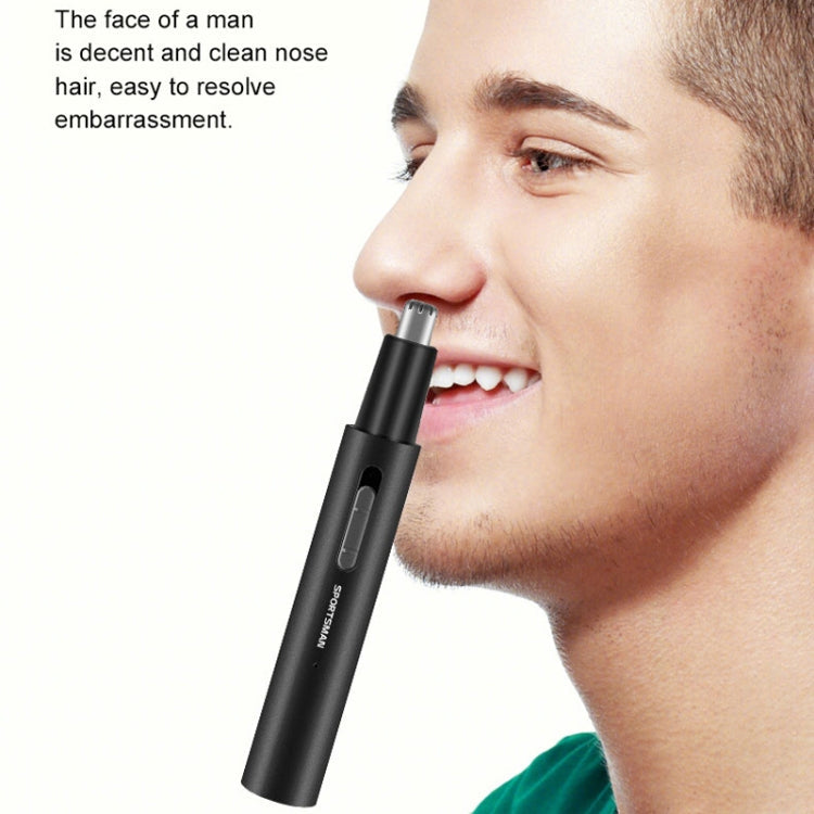 SPORTSMAN Metal Aluminum Tube Body Rechargeable Nose Hair Device, Style: Eyebrow 2 In 1(Black)