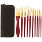 Zhu Ting 10PCS/Set Wooden Handle Bristle Oil Painting Gouache Set(Red Pole Black Bag)