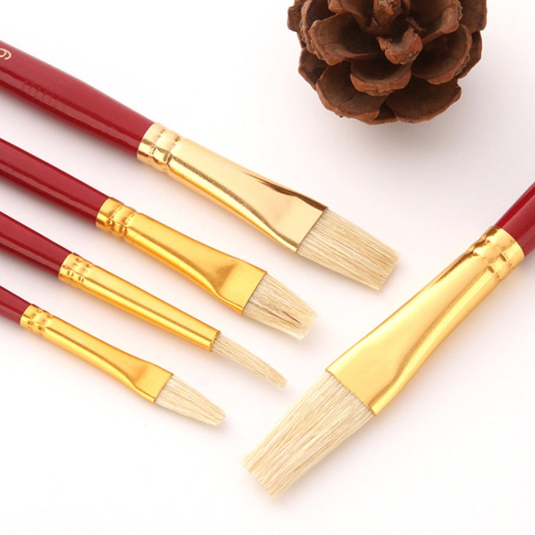 Zhu Ting 10PCS/Set Wooden Handle Bristle Oil Painting Gouache Set(Red Pole Black Bag)