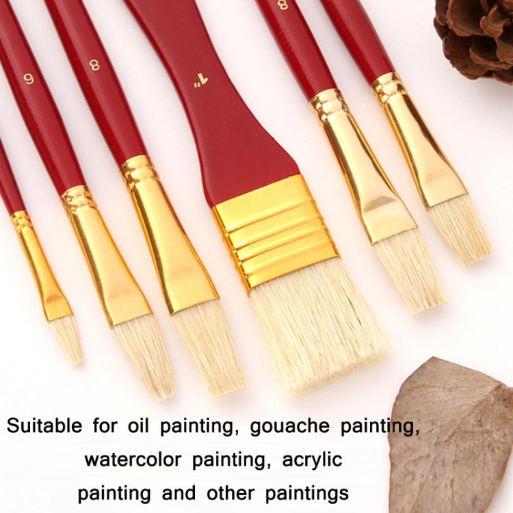 Zhu Ting 10PCS/Set Wooden Handle Bristle Oil Painting Gouache Set(Red Pole Black Bag)