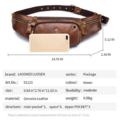 LAOSHIZI Vintage Leather Waist Bag Shoulder Crossbody Bag Shoulder Chest Bag For Men(Black)