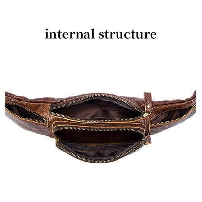 LAOSHIZI Vintage Leather Waist Bag Shoulder Crossbody Bag Shoulder Chest Bag For Men(Brown)