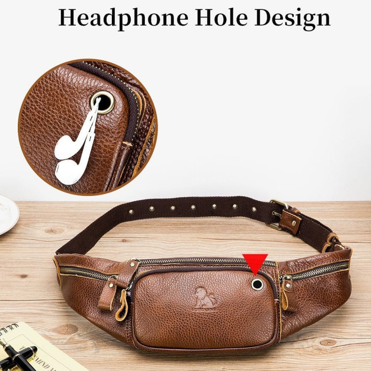 LAOSHIZI Vintage Leather Waist Bag Shoulder Crossbody Bag Shoulder Chest Bag For Men(Brown)