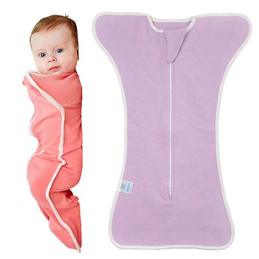 Couverture d'emmaillotage pour bébé en coton, sac de couchage pour nouveau-né, taille : 60 cm pour 0-3 mois (violet)
