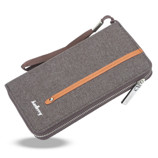 Baellerry Portefeuille en Toile Long Portefeuille Zippé Vintage Décontracté Multi-Cartes Pochette pour Hommes (Café)