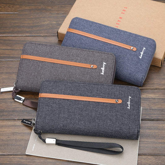 Baellerry Portefeuille en Toile Long Portefeuille Zippé Vintage Décontracté Multi-Cartes Pochette pour Hommes (Café)