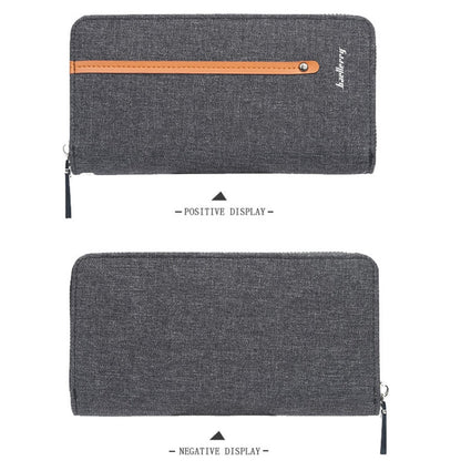 Baellerry Canvas Wallet Long Zipper Wallet Vintage Casual Multi-Card Clutch For Men(Coffee)