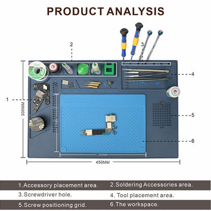 BAKU BA-695  2 in 1 TPR+Silicone Computer Phone Repair Desk Mat Heat Resistant Insulation Mat