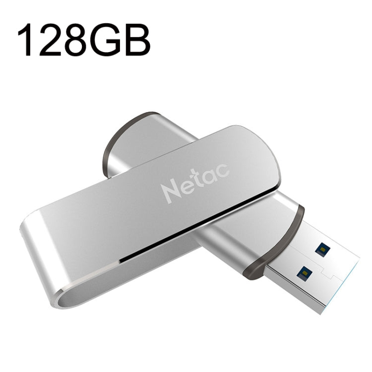 Disque U pour ordinateur de voiture rotatif en métal USB 3.0 haute vitesse Netac U388, capacité : 128 Go