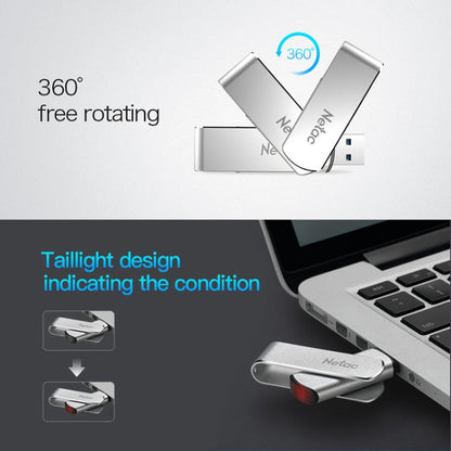 Disque U pour ordinateur de voiture rotatif en métal USB 3.0 haute vitesse Netac U388, capacité : 128 Go