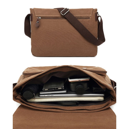 AUGUR Men Single-shoulder Crossbody Messenger Canvas Bag(Coffee)