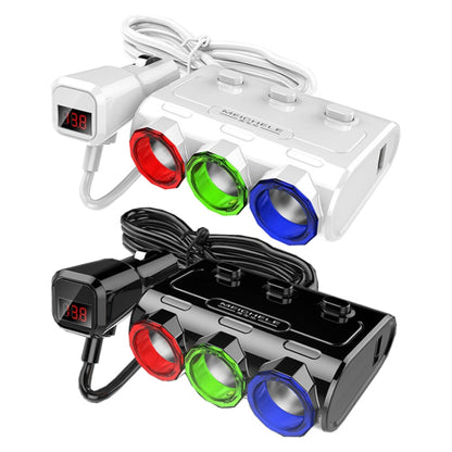 MEICHELE Car Cigarette Lighter Charger Dual USB 1A+2.1A With Switch(White Voltage Version)