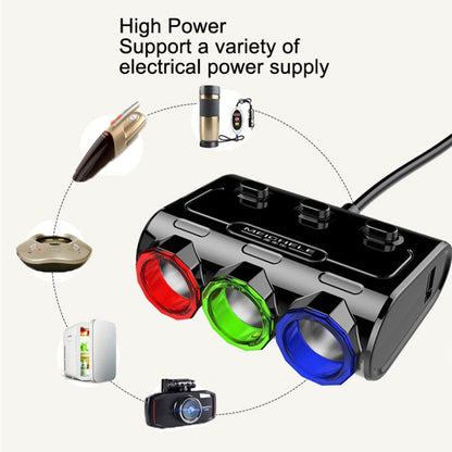 MEICHELE Car Cigarette Lighter Charger Dual USB 1A+2.1A With Switch(White Voltage Version)