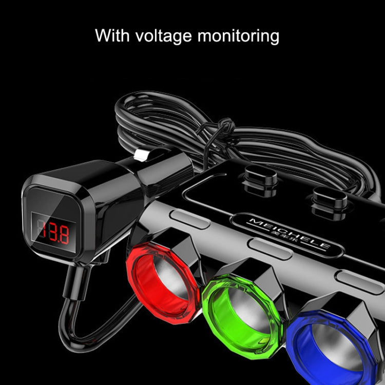 MEICHELE Car Cigarette Lighter Charger Dual USB 1A+2.1A With Switch(White Voltage Version)