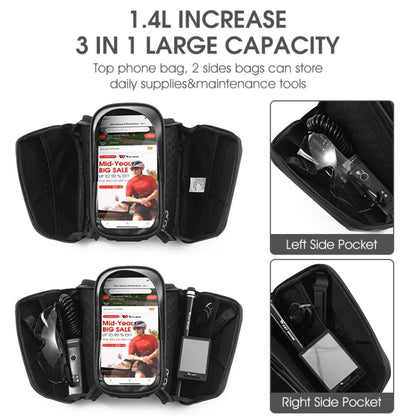 WEST BIKING Bicycle TPU Hard Shell Front Beam Bilateral Mobile Phone Bag(Black)