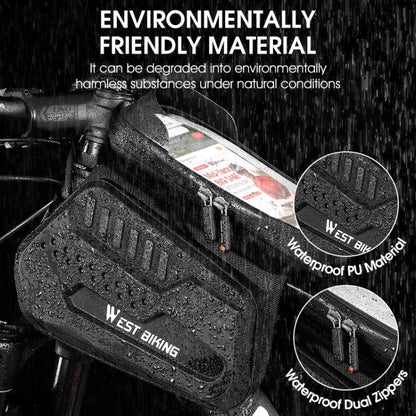 WEST BIKING Bicycle TPU Hard Shell Front Beam Bilateral Mobile Phone Bag(Black)