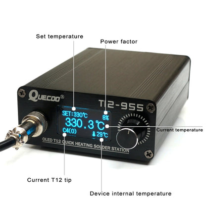 QUECOO 1.3-inch Screen Constant Temperature Soldering Iron, Set: US Plug (955+907)
