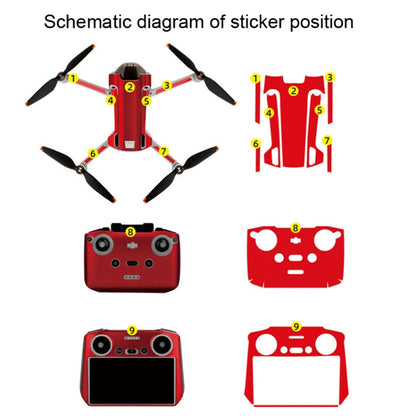 Sunnylife Drone+Remote Control Protective Sticker For DJI Mini 3 Pro RC Version(Aurora Red)